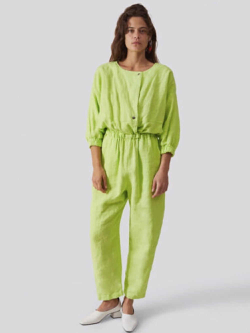 Rachel Comey Holt boxy linen jumpsuit lime green cotton la garconne 2 XS S M O/S